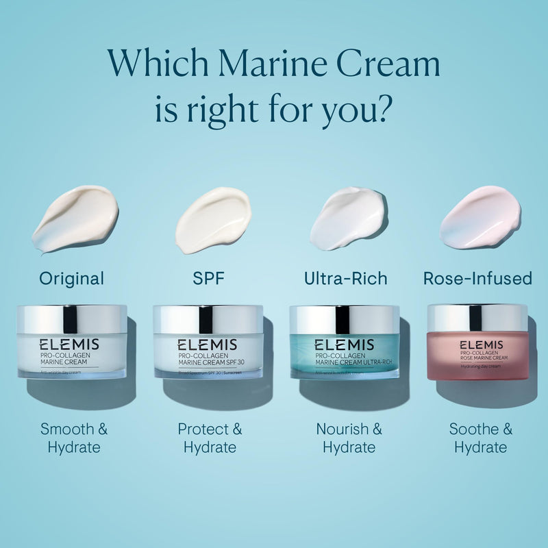 ELEMIS Pro-Collagen Marine Cream SPF30 – Anti-Wrinkle Face Moisturiser, Hydrating Day Cream, 50ml – Original, Ultra-Rich or Rose