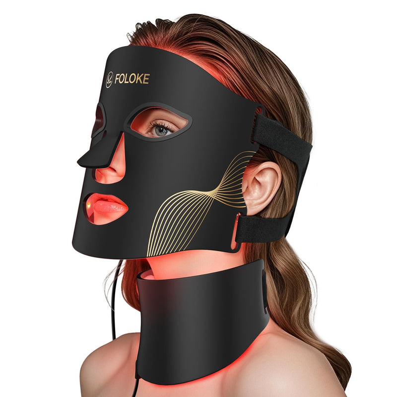 FOLOKE LED Light Therapy Mask Skin Care ， LEDs face mask & neck mask Red - Wavelength for Home Use, – Advanced Skincare Made Easy