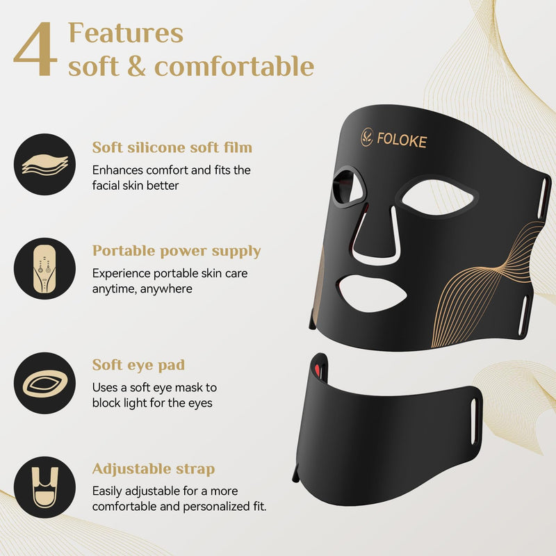 FOLOKE LED Light Therapy Mask Skin Care ， LEDs face mask & neck mask Red - Wavelength for Home Use, – Advanced Skincare Made Easy