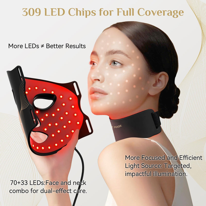 FOLOKE LED Light Therapy Mask Skin Care ， LEDs face mask & neck mask Red - Wavelength for Home Use, – Advanced Skincare Made Easy