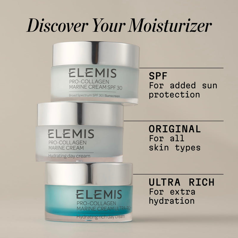 ELEMIS Pro-Collagen Marine Cream SPF30 – Anti-Wrinkle Face Moisturiser, Hydrating Day Cream, 50ml – Original, Ultra-Rich or Rose
