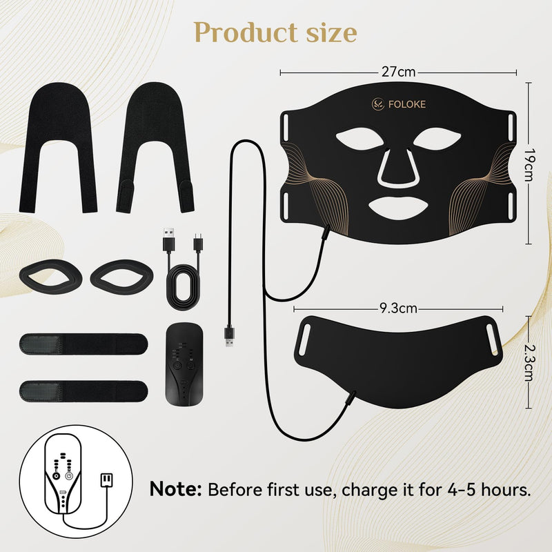 FOLOKE LED Light Therapy Mask Skin Care ， LEDs face mask & neck mask Red - Wavelength for Home Use, – Advanced Skincare Made Easy