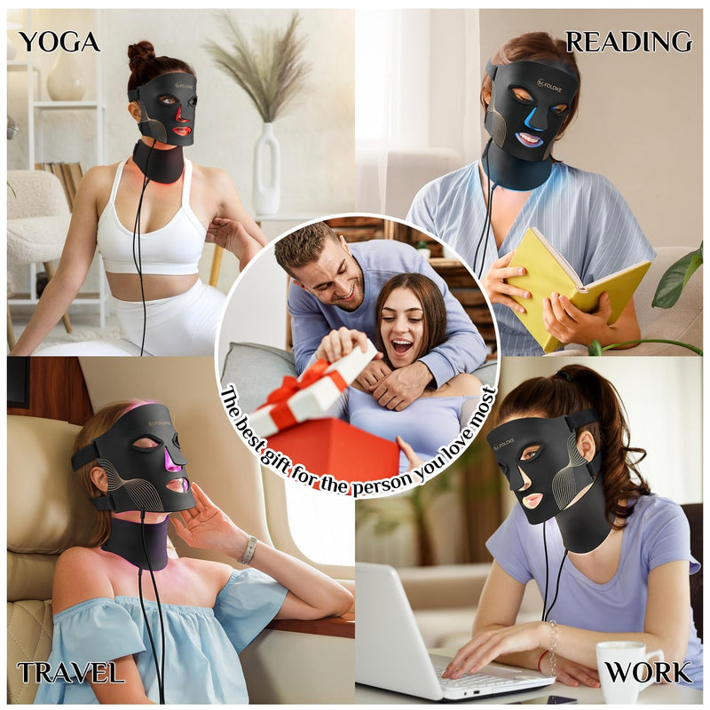 FOLOKE LED Light Therapy Mask Skin Care ， LEDs face mask & neck mask Red - Wavelength for Home Use, – Advanced Skincare Made Easy